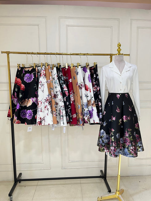 Women Floral Print Flared Skirts